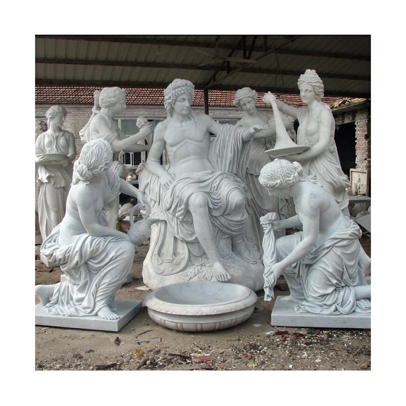 Natural white marble stone carving woman sculpture male statue