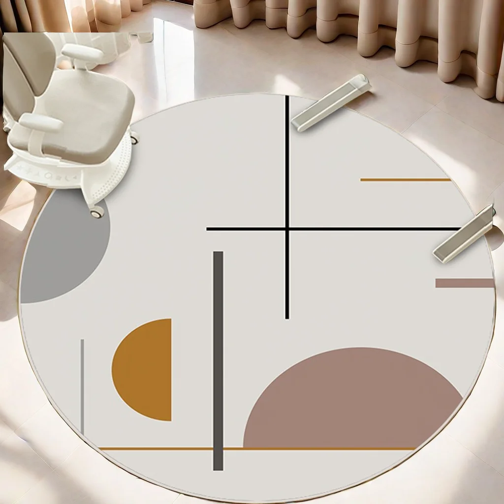 Geometric Round Rug Light Luxury Premium Sense Study Chair Small Coffee Table Rug Modern Simple Bedroom Small Floor Mat