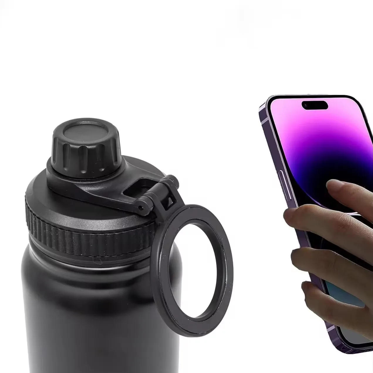 Insulated Water Bottle MagSafe Water Bottle With Phone Holder Stainless Steel Water Bottle With Magnetic Phone Tripod Mount