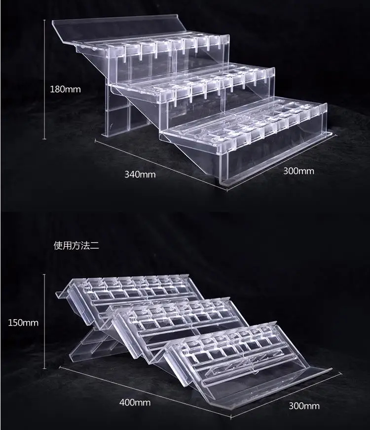 High Quality Custom Size 3 Step-shaped DeskTop Clear  acrylic display riser
