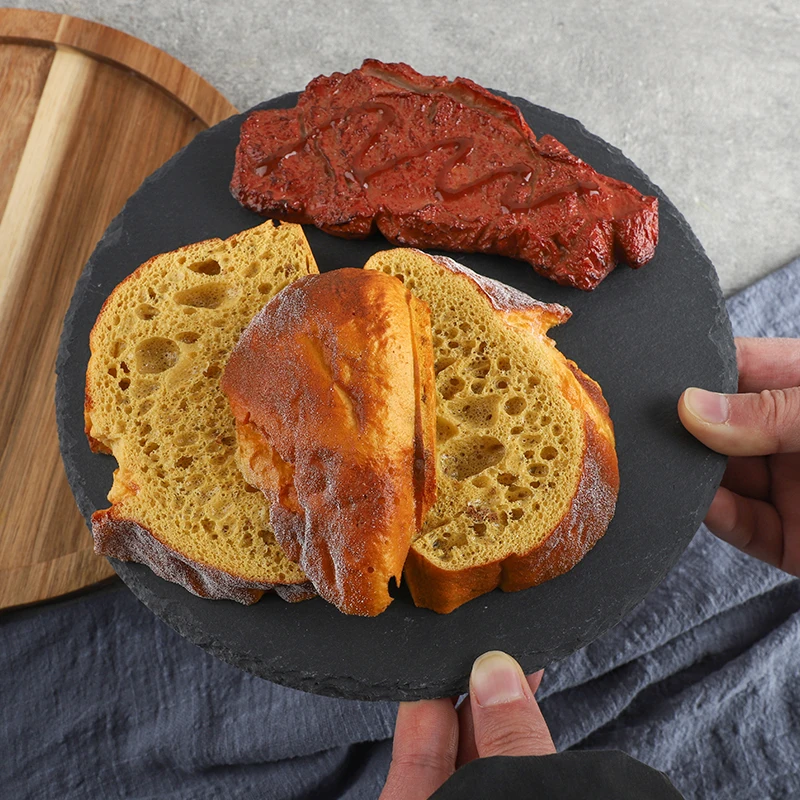 2024 Source factory kitchenware cutting board natural stone slate wood food tray hotel restaurant wooden serving