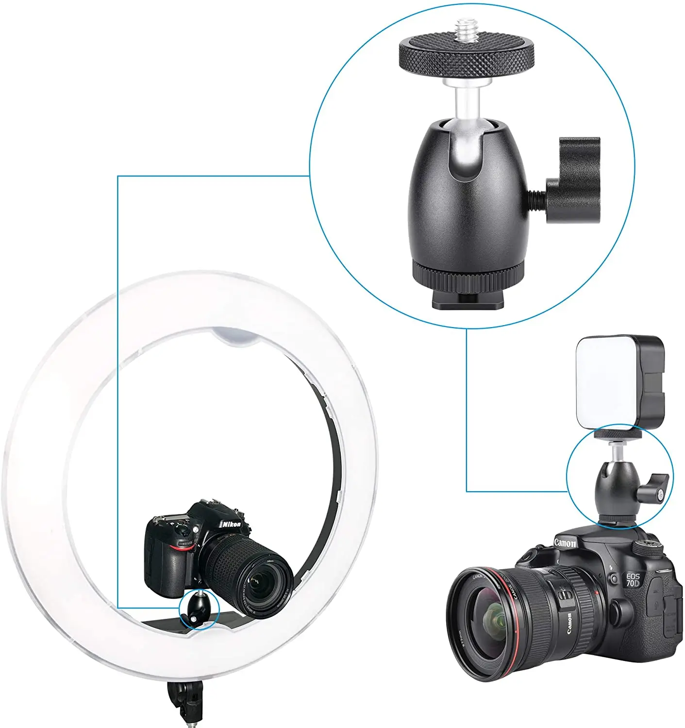 Фотография 360 Поворотная мини-шаровая Головка 1/4 дюйма резьба с адаптером горячего башмака для камеры светодиодного освещения монитора видео и