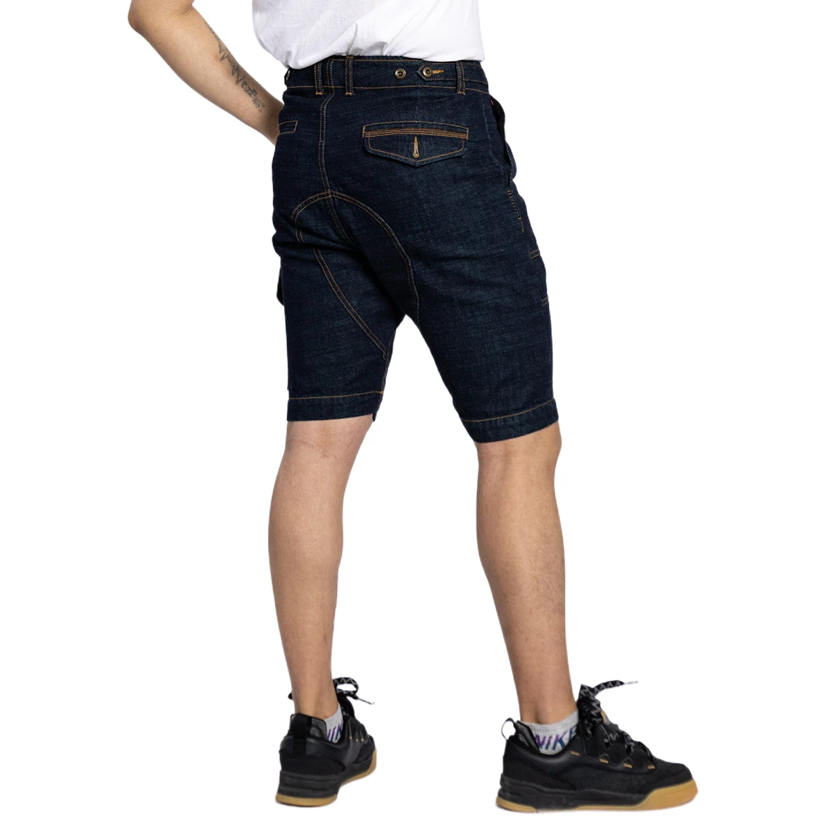 Factory Wholesale Dark Blue Muti Pockets Cargo Shorts for Men Designer Patchwork Denim Shorts