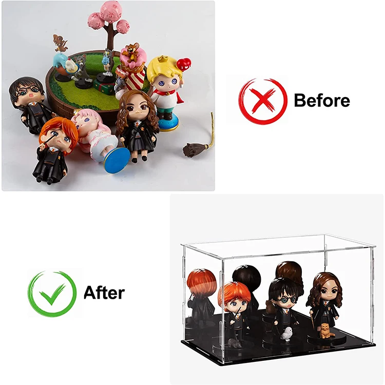 Acrylic Display Case Assemble Countertop  Acrylic Box Organizer Riser Dustproof  Protection Showcase for Action Figures Toys