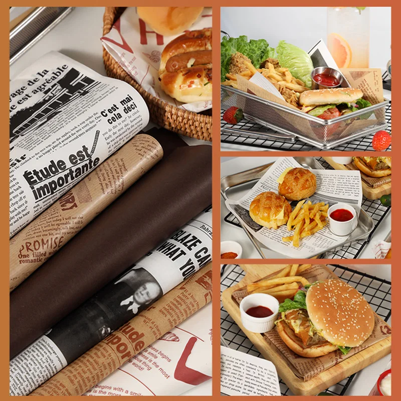 Wholesale Oil Proof Paper Restaurant Snack French Fries Greaseproof Papers Fries Food Disposable Wrapping Paper