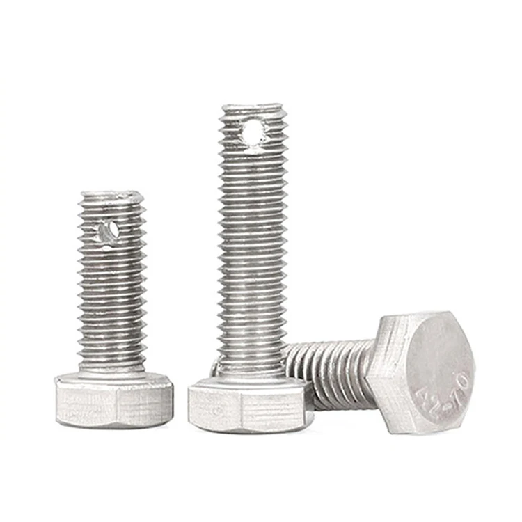 Good Sale Stainless Steel AISI ANSI 304 316 316L Plain Finish Hex Bolt With Split Pin Hole On Shank DIN931 DIN933
