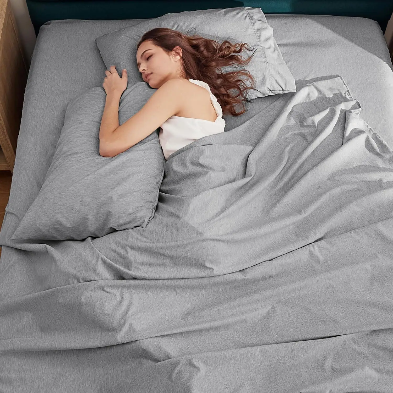Soft Cationic Dyed Bed Sheets Luxury Bedding Sheet Set and Pillowcases Breathable Sheet Set with Deep Pocket
