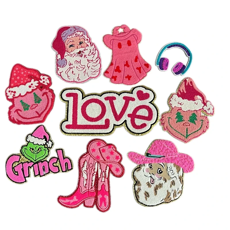 New Fashion Pink Christmas Embroidery Ironing Patch