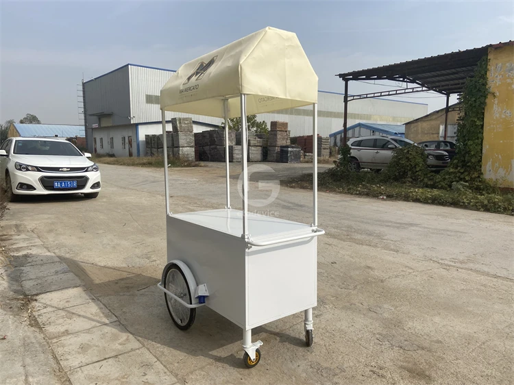 CE cert Outdoor Sale Candy Cart Mobile Kitchen Mini Food Trailer Juice Milk Hot Dog Trolley Ice Cream Push Cart Bike