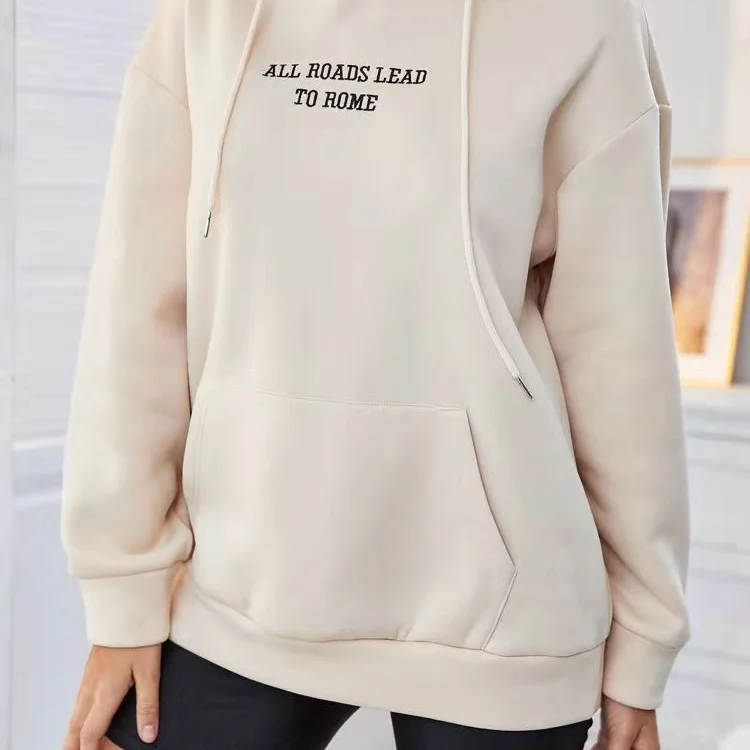 Женская флисовая толстовка с длинным рукавом и карманом-кенгуру