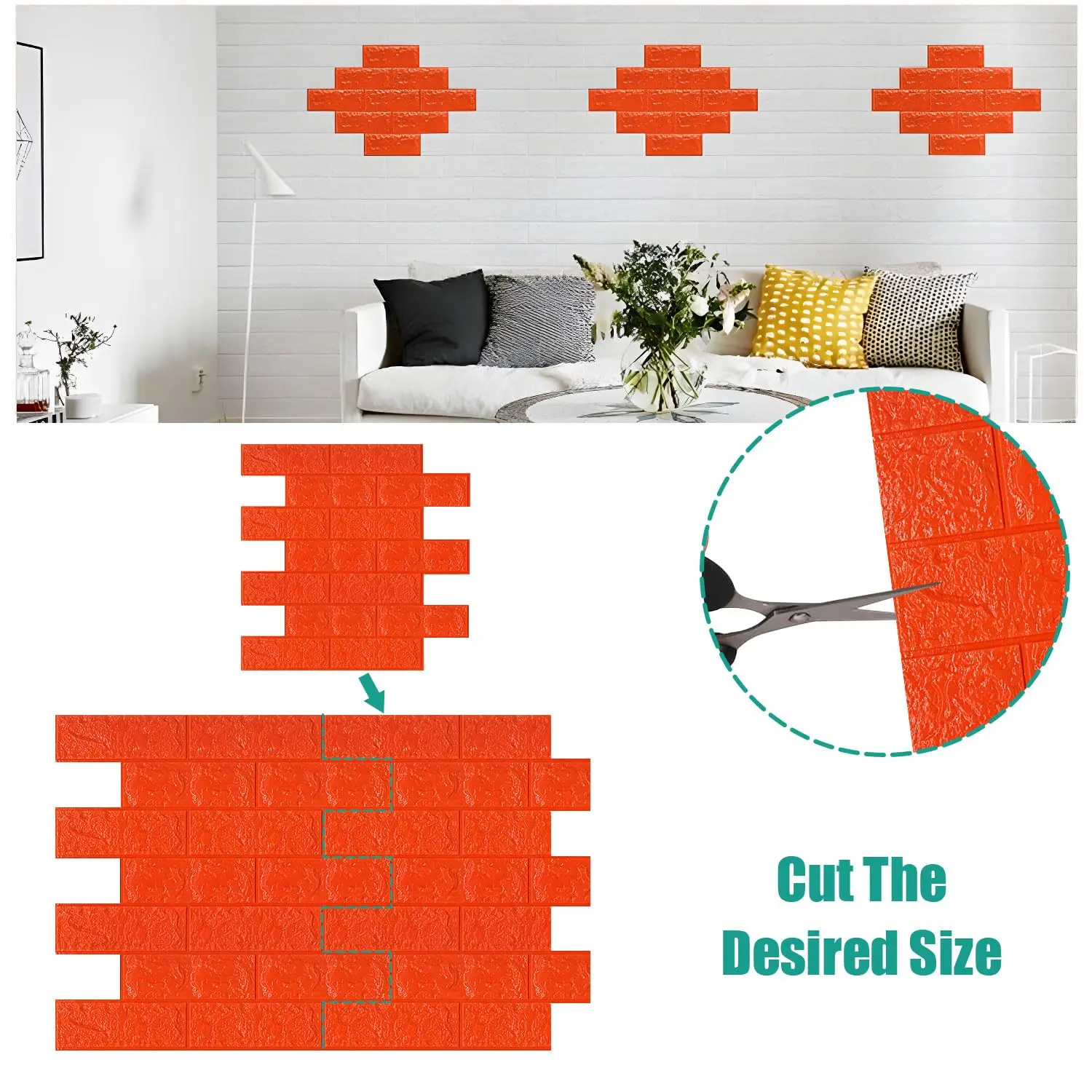 Orange self-adhesive wallpaper 3D wallpaper home bedroom decoration with high quality waterproof wallpaper