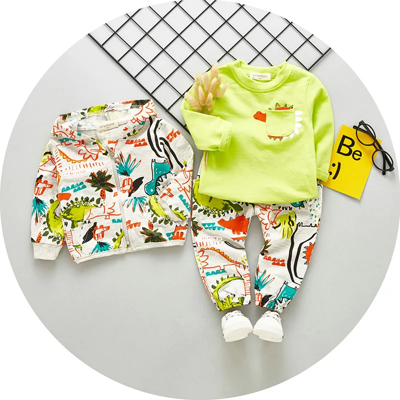 Lovely cartoon 3 pieces set autumn toddler boy clothes for baby 9-12 months