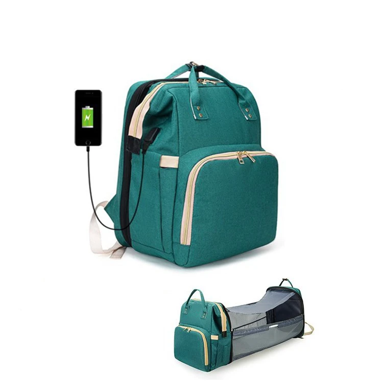 5 in 1 Foldable Waterproof Mummy Bags Baby Bed Diaper Bag Maternity Nursing Backpack with Changing Station