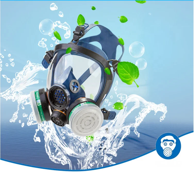 Full Face Industrial Respirator Gas Mask Rubber Safety Work Double Filter Gas Mask