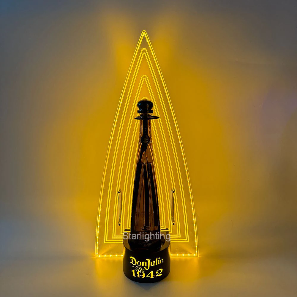 Factory OEM 1942 Donjulio gold acrylic LED Bottle Presenter glorifier VIP Display service holder for nightclub lounge