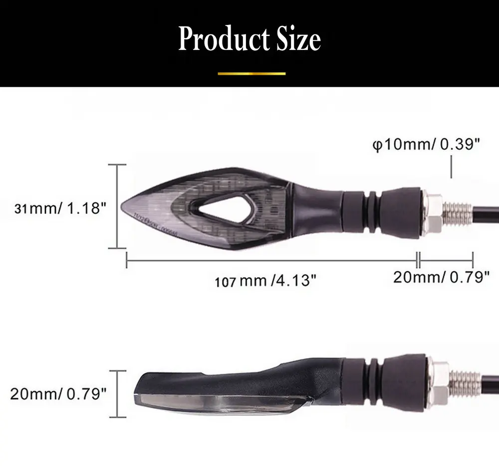 E-bike+Motorcycle Modification 14LED Running Waterflow Turning Signal Marquee Diamond Indicator Light