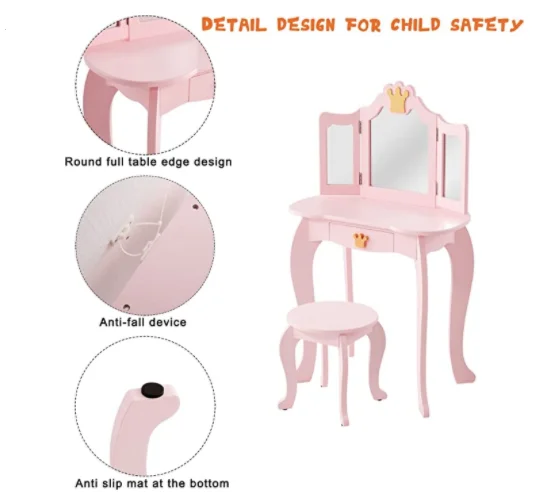 Toffy & Friends children table chairs kids dressing table stool set kids furniture