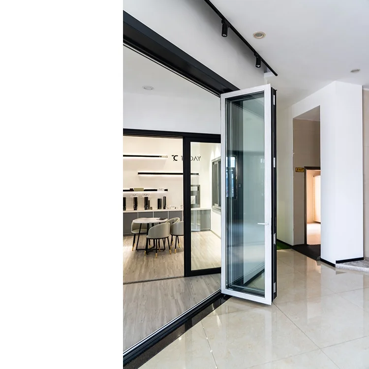 NFRC commercial  exterior thermal break accordion bi folding doors aluminum folding glass door