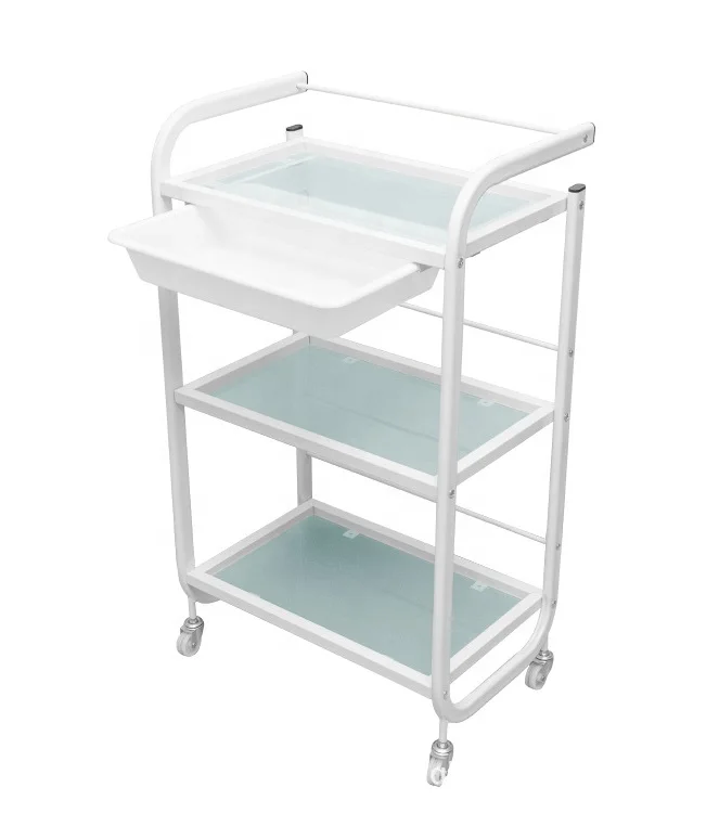 Hot Selling High Quality Big Size Salon Trolley Glass Material Beauty Salon Instrument Trolley Cosmetic Trolley For Beauty Salon