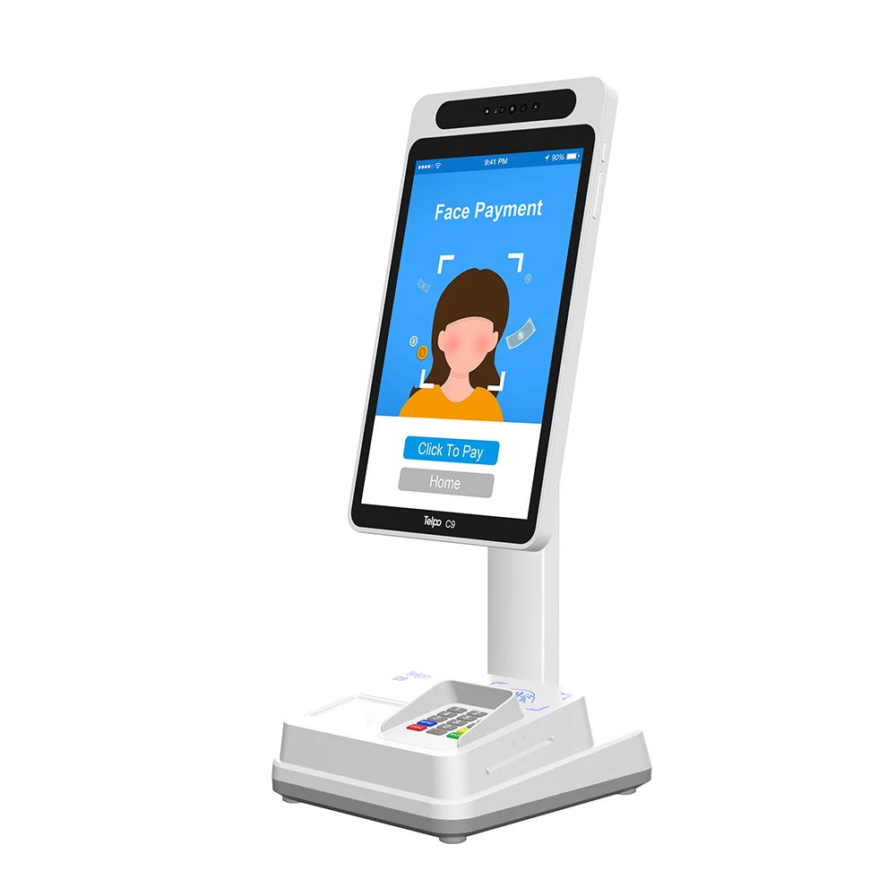 Через платежные системы Alipay партнер Telpo 10-дюймовый сенсорный экран распознавания лиц столешница pos для небольших розничного