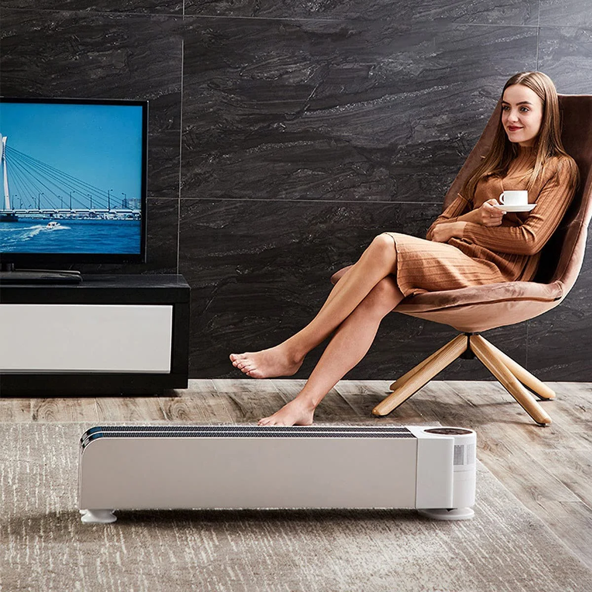 Energy saving freestanding IP24 waterproof remote control 2000W 180 degree foldable electric baseboard heater