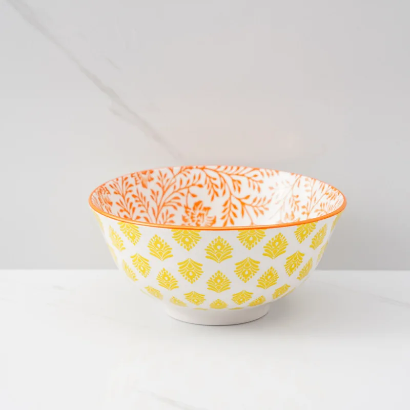 Hot sale wholesale porcelain decal tableware set moon disk fruit plate rice bowl set Japanese style ceramic print tableware set