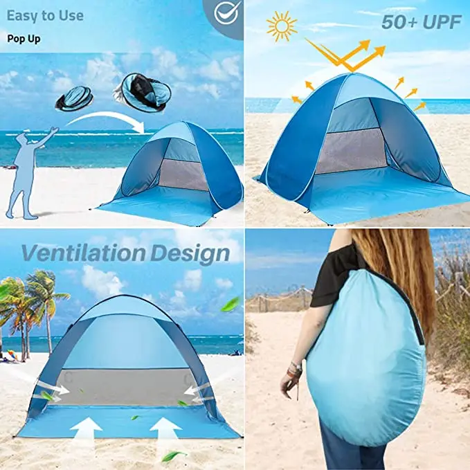 
China Portable outdoor Sun protection Automatic pop up Beach Tents family 