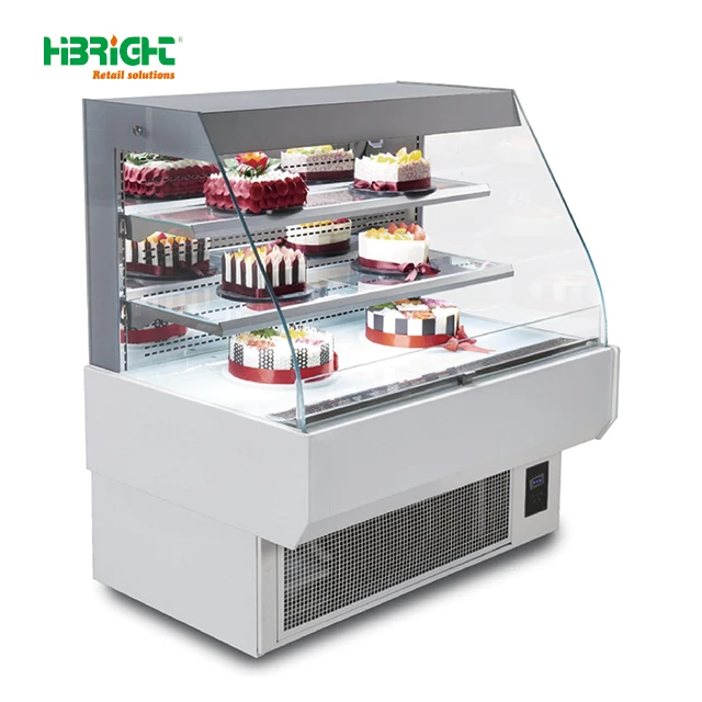 Attractive Various Styles Free-Standing Units Stainless Flat Coglass Front Bakery Cakes Display Refrigerator
