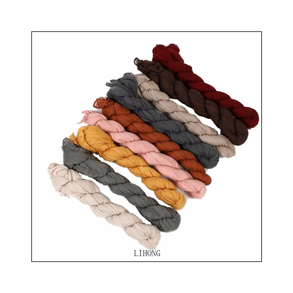 New Design Pleated Hijab  Scarf Muslim Women Shawl Crumple Wrap Scarves
