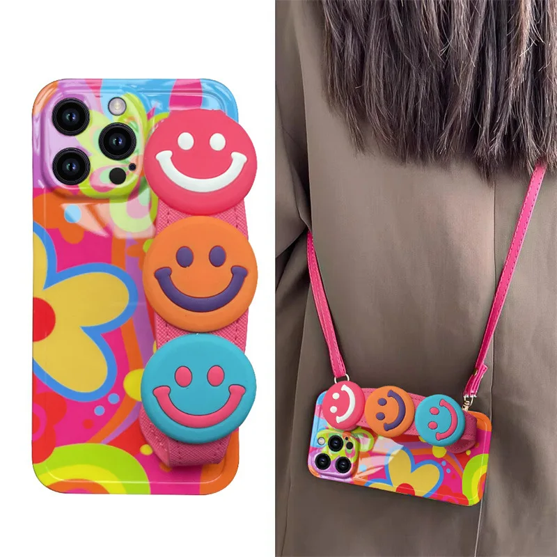 Colorful Painting Flowers  colorful flower phone case with wristband for all phones