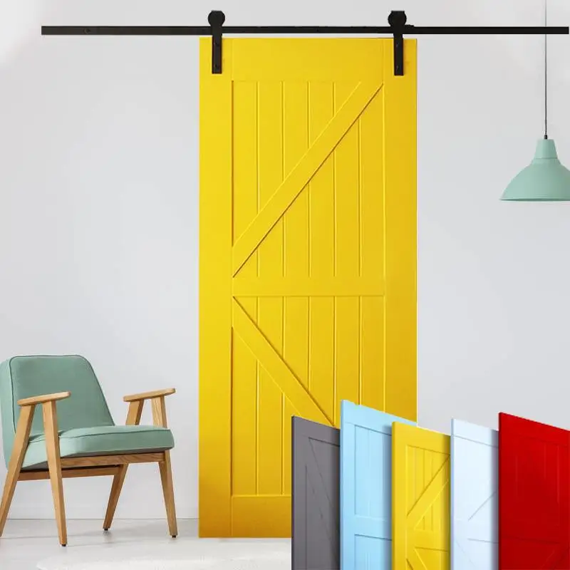 Wholesale 8FT Modern Interior Pull and Flush Sliding Barn Door Easy Install Carbon Steel with Finished MDF Factory Direct