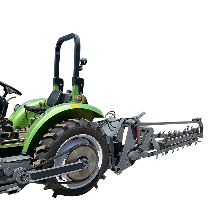 Tractor mounted trencher with pto driven pipeline chain ditcher mini chainsaw track trenching for sale