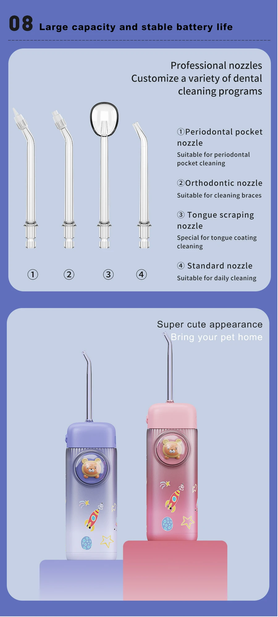 Factory OEM mini new professional portable cordless dental oral irrigator water flosser  for child