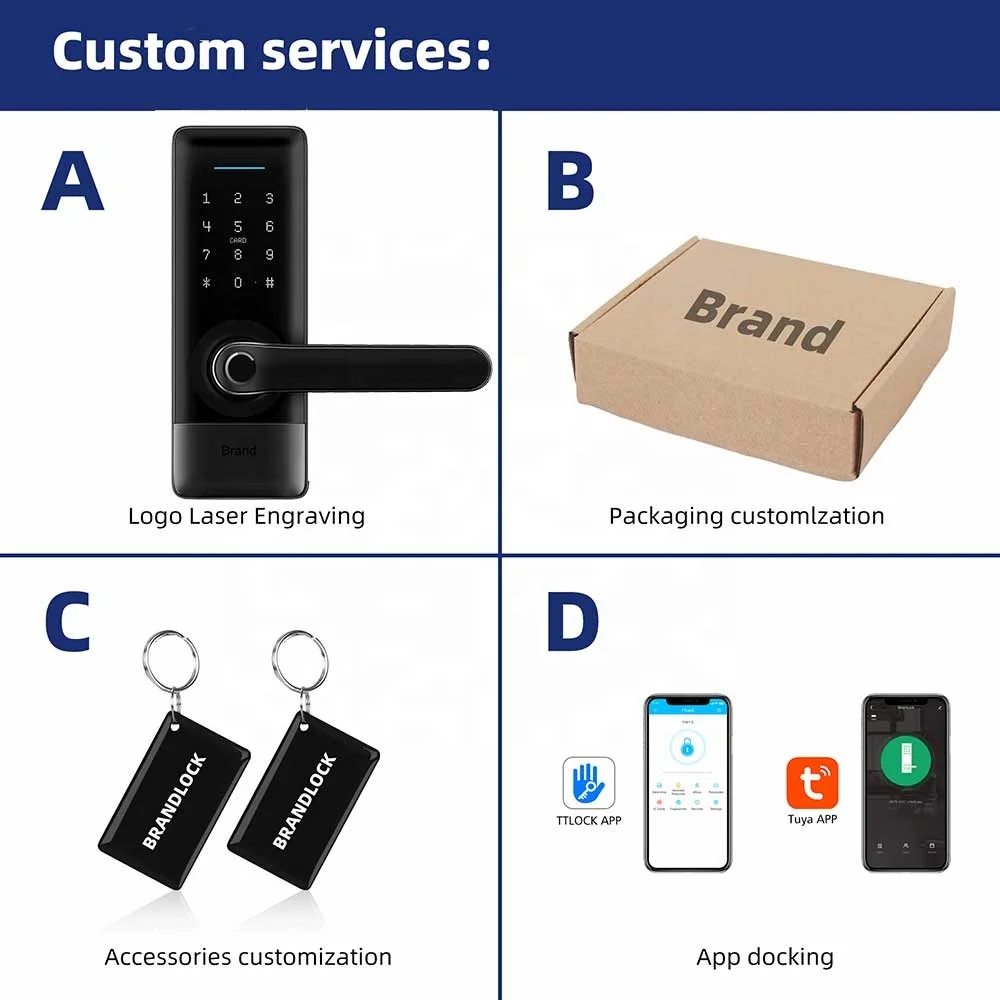 Security Keyless Electronic Door Lock  WiFi Smart Biometric Fingerprint Door Lock  App Digital Fingerprint Door Lock
