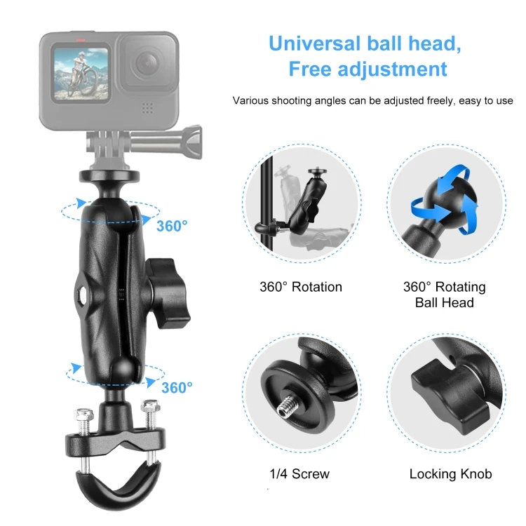 Factory Wholesale PULUZ Motorcycle Handlebar Fixed Mount U-Bolt Base Holder for GoPro and Other Action Cameras