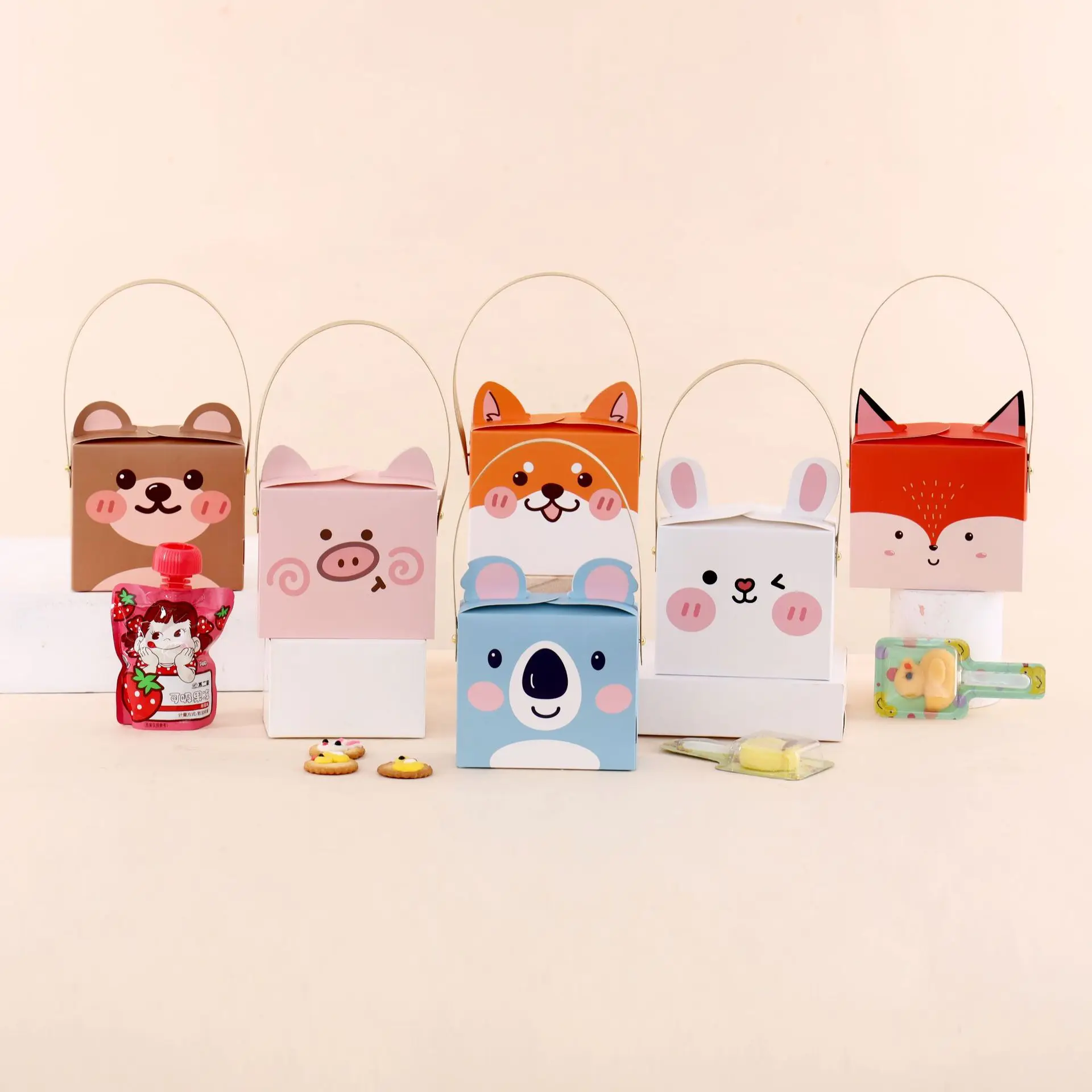 Cute Animal Wedding Birthday Candy Box Colourful Disposable Party Chocolate Paper Box Baby Shower Children Party Gift Boxes