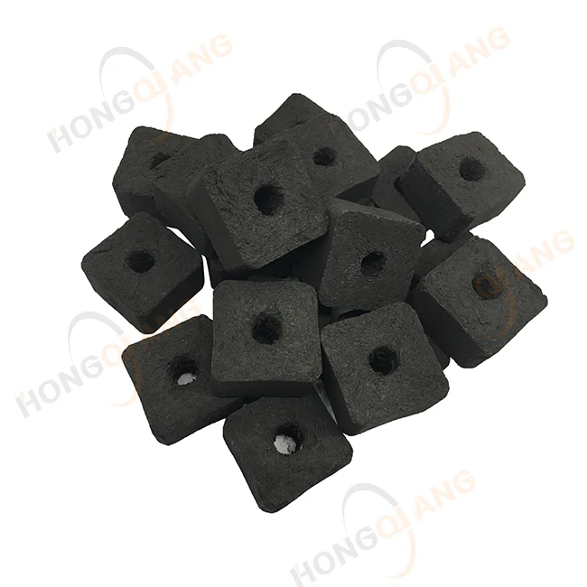 HongQiang Cut Short Bulk Bamboo Cutting Charcoal Shisha Hookah Coal Square Black White Ash Eco-Friendly
