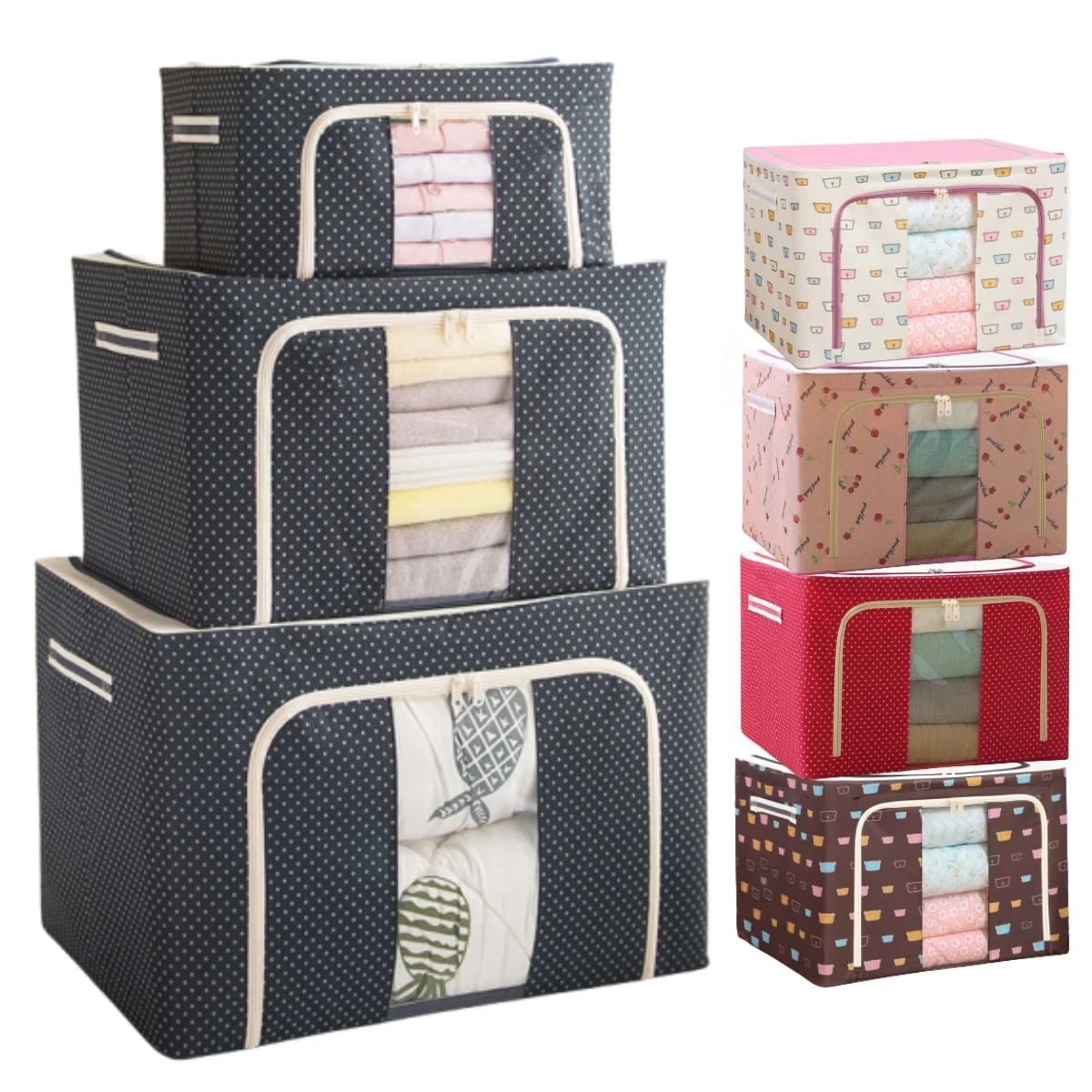 100L steel frame storage box Oxford cloth quilt storage bag foldable clothing storage box