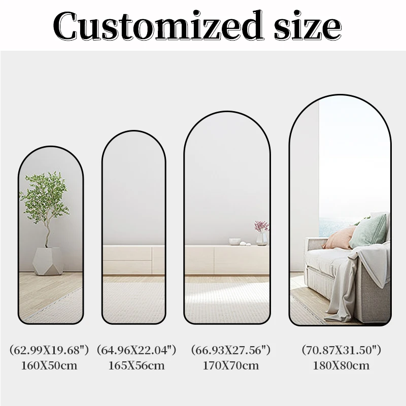 Custom Modern Aluminium Frame Whole Body Standing Dressing Long Tall Big Size Gold Arch Large Floor Full Length Mirrors