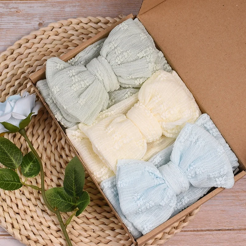 YiYuan Hot Sale Toddler Soft Lace Fabric Headwraps Wide Elastic Turban Hairbands Baby Girl Hair Bow Children Hair Accessories