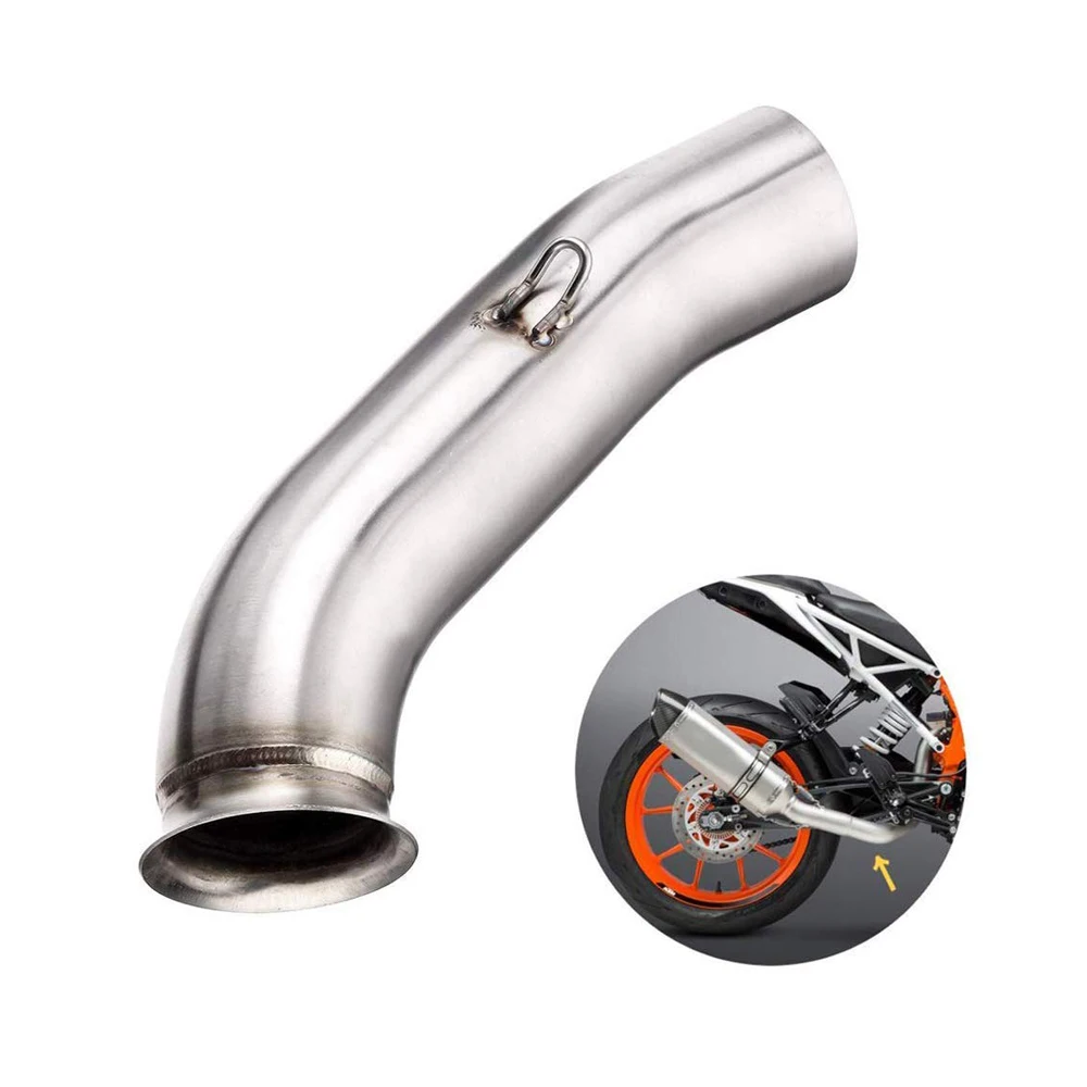 Universal Connection With Bend Fit Stainless Steel Slip On Mid Exhaust Pipe Front Middle Muffler Motorcycle Bend Pipe