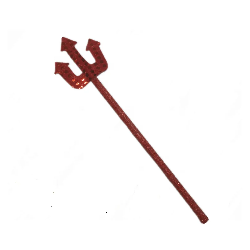 custom halloween cosplay red devil horns headband bow fork and tail 4PC set sequin devil costume accessories