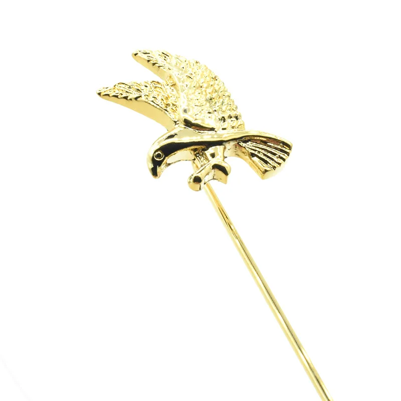 Wholesale Luxury Gold Plated Flying Eagle Bird Lapel Pin Custom Mens Suit Collar Fashion Accessory Wedding Party Trendy Brooches