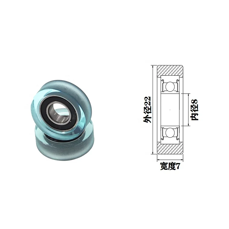 PU688 5X22X8 8X22X7 Plastic Pu Soft Material Roller Pulley Bearing Rubber Wheel For Currency Counting Machine