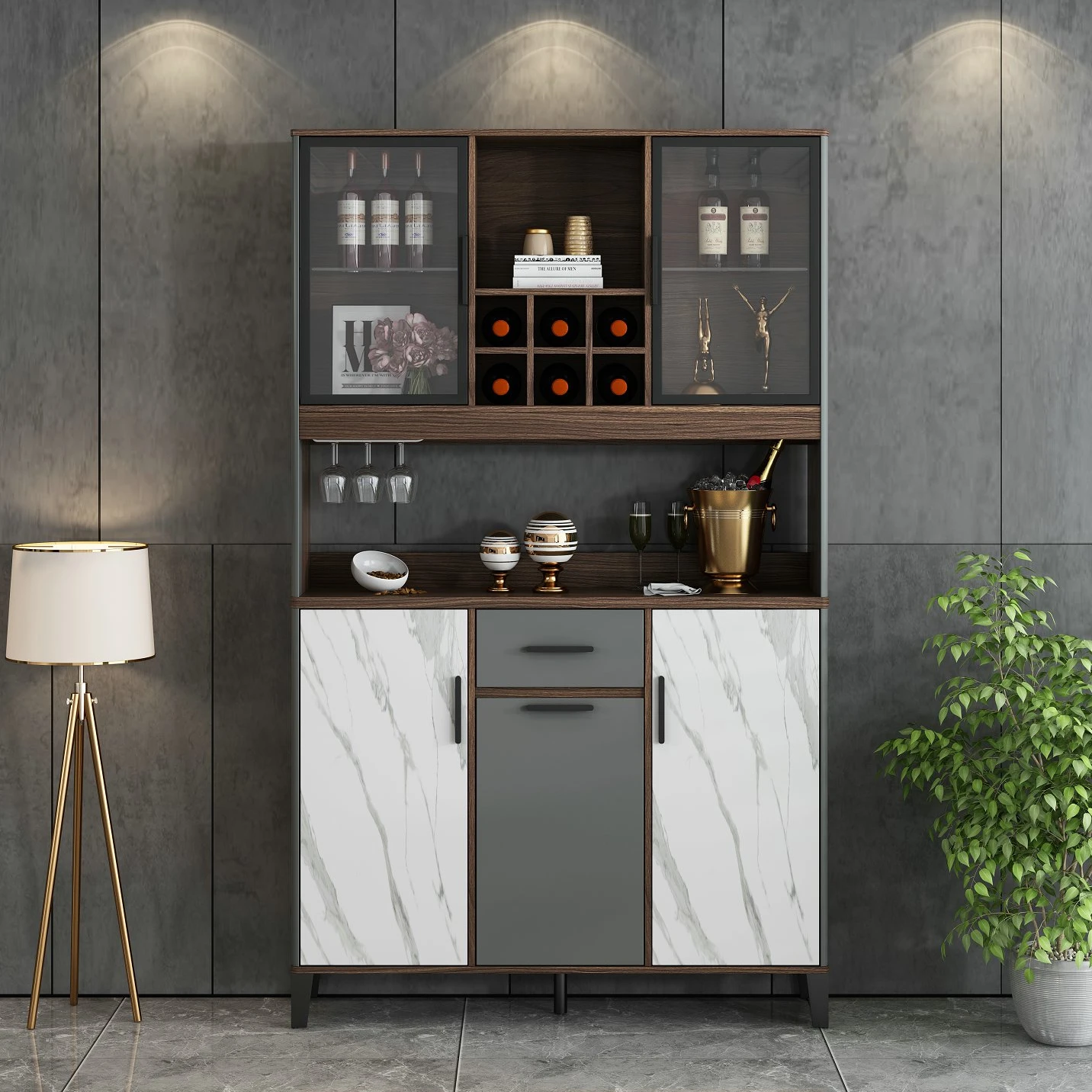 Индивидуальная мебель для дома, кухонный буфет, деревянный простой винный шкаф, буфетный шкаф