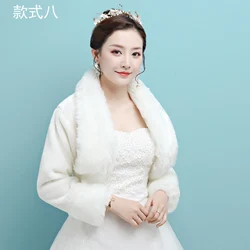 Feishiluo Winter Women Capes Ponchos Overcoat Faux Fur Jacket Mink Hair Collar Bolero Bridal Shawl