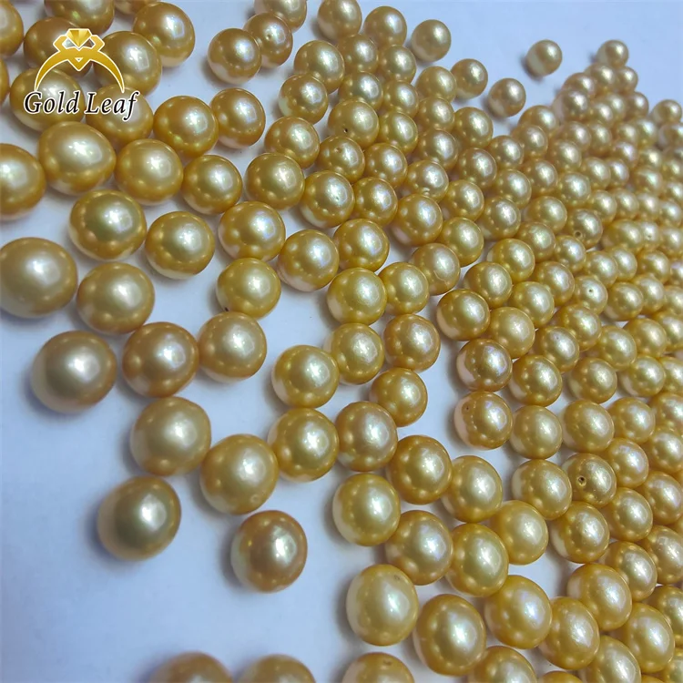 Goldleaf Jewelry wholesale Large size pearl gold color 12-13mm round AAA Edison Pearl Beads