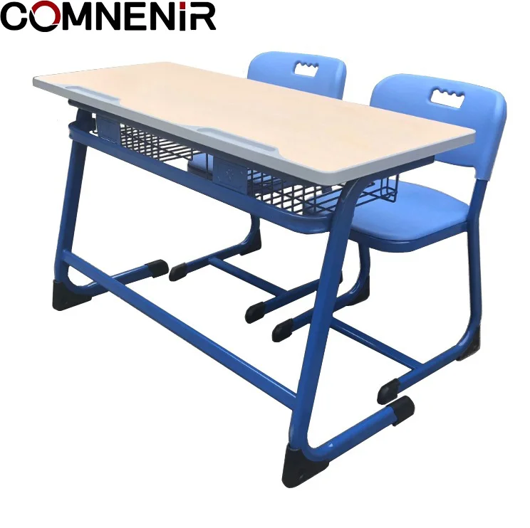 Elementary School classroom Double Seat Student Desk with wood chair for study in Bedroom or Classroom Setting