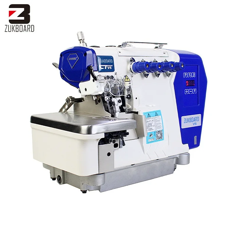 Universal classic four thread overlock sewing machine with a servo motor assembled and light