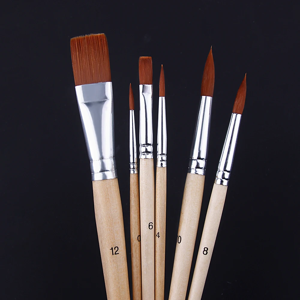 Xin Bowen Artist Brush OEM ODM 6Pcs  Professional Art Paint Brush  With Nylon Hair For Artist Acrylic